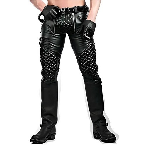 Men genuine leather pants - men's,