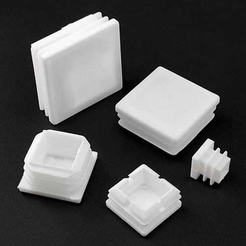 White square plastic end - white,