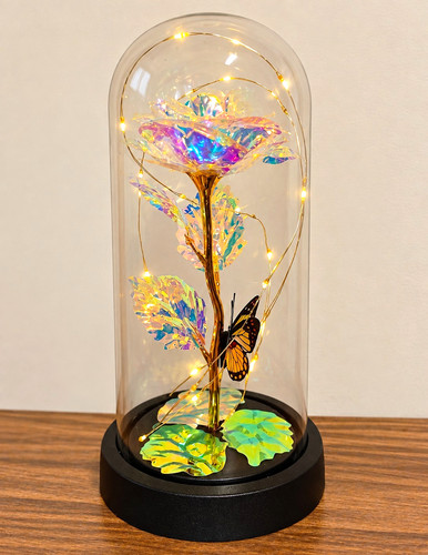 Glass dome led flower fairy - glass,