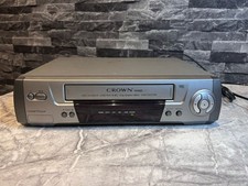 Crown CRV-2025 VHS video Recorder/Doctor Powers Up Untested RW Button Pushed In