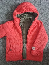 Boden boys khaki and red reversible hooded jacket age 8-9 years