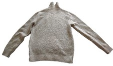 Primark Men's Oatmeal Marl Cotton Mix Knit Poloneck Sweater Size Medium