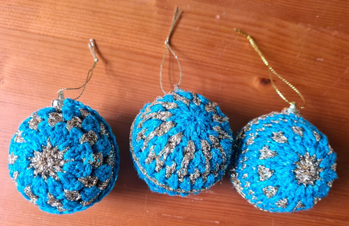 Hand crochet christmas baubles - christmas,