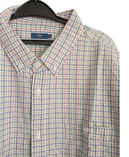 Mens Shirt 3XL Seersucker Cotton Traders Shirt Short Sleeve Bright Checked XXXL