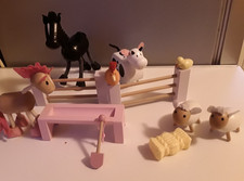 Farm Animal Set in Wood Early