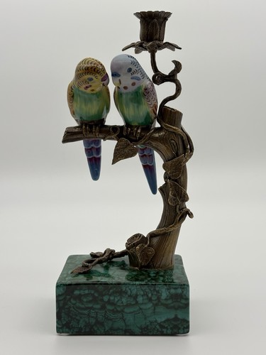 French budgie bird candlestick - budgie,