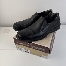 SKECHERS MENS SLIP INS SHOES Black Leather uk 9.5 worn once quality l@@k!!