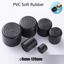Round Plastic End Cap Black, PVC Soft Rubber Caps Tube Pipe Feet ∅ 6-120mm