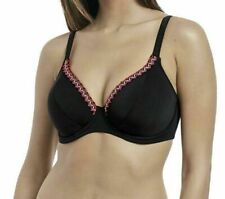 Freya Mariachi Bikini Top Size 32G Underwired Padded Plunge Bra Black 2959 New