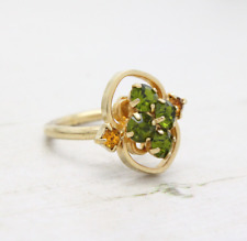 Stunning Vintage Signed Sarah Coventry Cov Green Glass Gold RING Jewellery