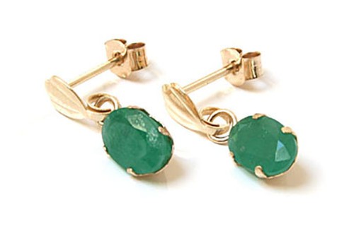 9ct gold emerald oval drop - emerald,