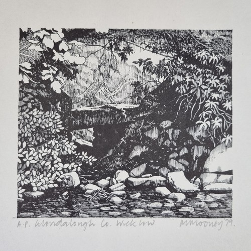 Michael mooney signed woodcut - signed,