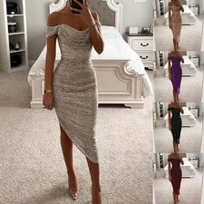 Sequined Off Shoulder Evening