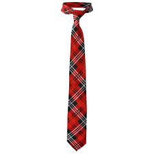 SCOTTISH TARTAN TIE RED BLACK WHITE UNISEX SCOTLAND BURNS NIGHT FANCY DRESS 