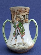 Rare Vintage Royal Doulton Dickens Ware Twin Handle Vase Barnaby Rudge D9942