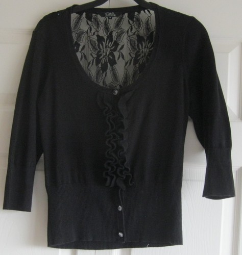 Black lace back cardigan - back, cardigan,