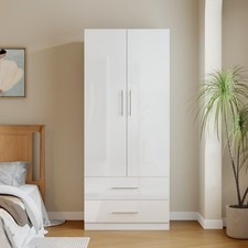 White 2 Door Wardrobe with 2