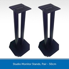 PAIR Speaker Stands 50cm Universal Black Metal HiFi Studio Monitor Floor Stands
