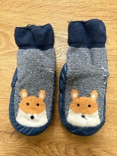 Baby Moccasin Slipper Socks, Blue Fox, Used