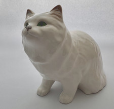 SYLVAC VINTAGE WHITE PERSIAN CAT FIGURE - SEATED - 15CM TALL - FREE UK P&P