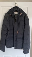 Men’s Fat Face Puffa Jacket Size Medium Black with Hood Warm