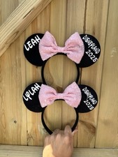 Personalised Minnie Mouse Disney Ears Headband Sequin Disneyland World 2025 Girl