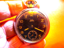 Smiths Black Dialed Open Face 50mm Luminous  Pocket Watch.. .Working. VGC