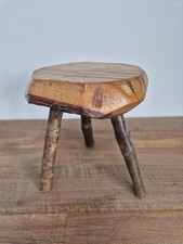 Small Solid Wooden Rustic Milking Foot Stool Vintage