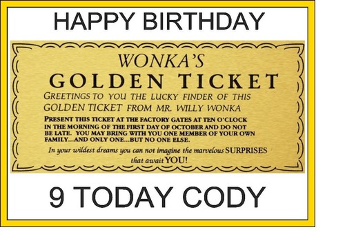 Willy wonka golden ticket - a4,