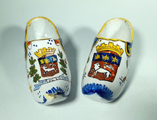 2 x Antique Gien French Faience Clogs, Rouen Town Crest; Open Salt