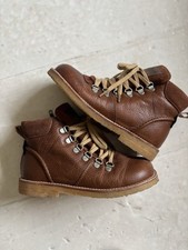 ANGULUS  Waterproof Lace Up Wool Lined Boots with Zip sz 32/ 13.5 Cognac Leather