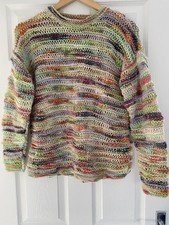 Hand knitted open weave sweater unusual yarn chest 40" never worn