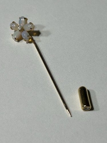 Opal flower stick pin - opal,
