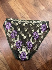 Vintage Lise Charmel Olive Brief / Knickers Semi Sheer Lace UK S Unworn