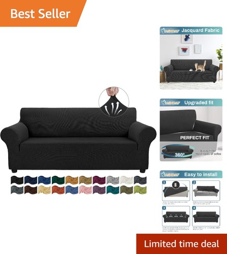 Elegant black stretch sofa - elegant,
