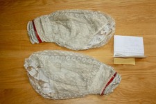 Antique 1840s Nottingham Embroidered Lace Leg of Mutton Sleeves with Provenance