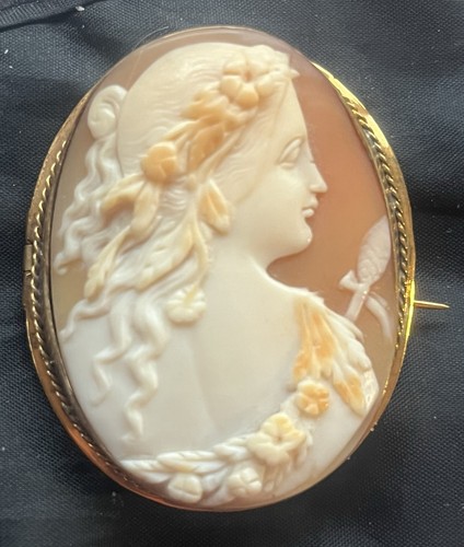 Antique brooch cameo - brooch, shell
