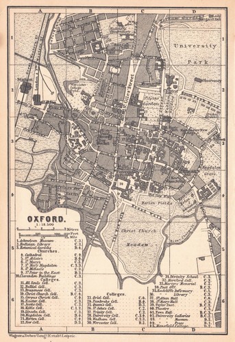 Oxford city map plan baedeker - oxford,