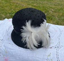 black event hat natural fibre debenhams with white feather detail