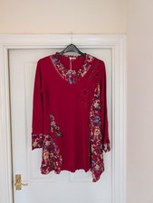 BNWT Joe Browns Ladies Red Multicoloured Celebration Tunic Top. Size 14.