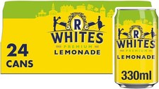 R Whites Lemonade 330ml Cans Pack of 24 – Refreshing Soft Drink Made with Lemons
