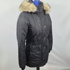 Superdry Expedition Company Parka Coat Women’s UK SMALL Black Faux Fur Hood