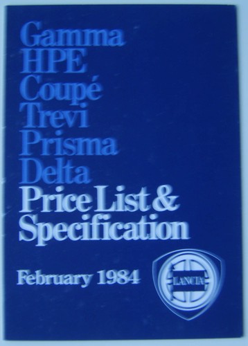 Lancia price list 1984 - ,