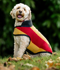 Horseware Newmarket Dog Fleece Rug Coat Warm Wicking Whitney Gold/Navy/Charcoal