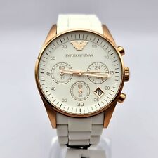 NEW AR5920 LUXURY EMPORIO ARMANI SILICONE ROSE GOLD WHITE DIAL LADIES WATCH