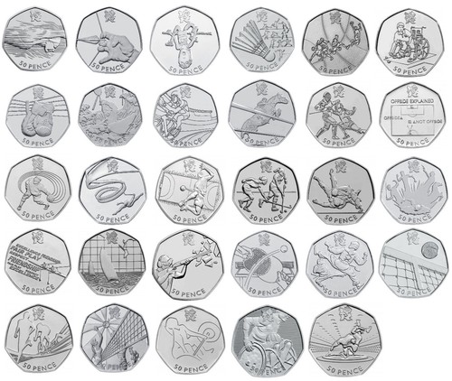 Olympic 50p coins 2011 fifty - olympic,