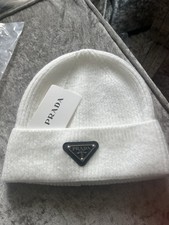 PRADA White Triangle Beanie