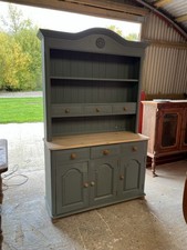 Green Welsh Dresser Cupboard Drawers Sideboard Painted Pine Cabinet