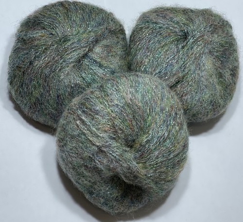 Green grey glitter mohair - green,