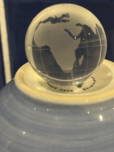 Etched crystal world globe - etched,